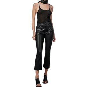 ZARA Faux Leather Cropped  Dreed Pant Womens Size: 2 In Black New With Tags